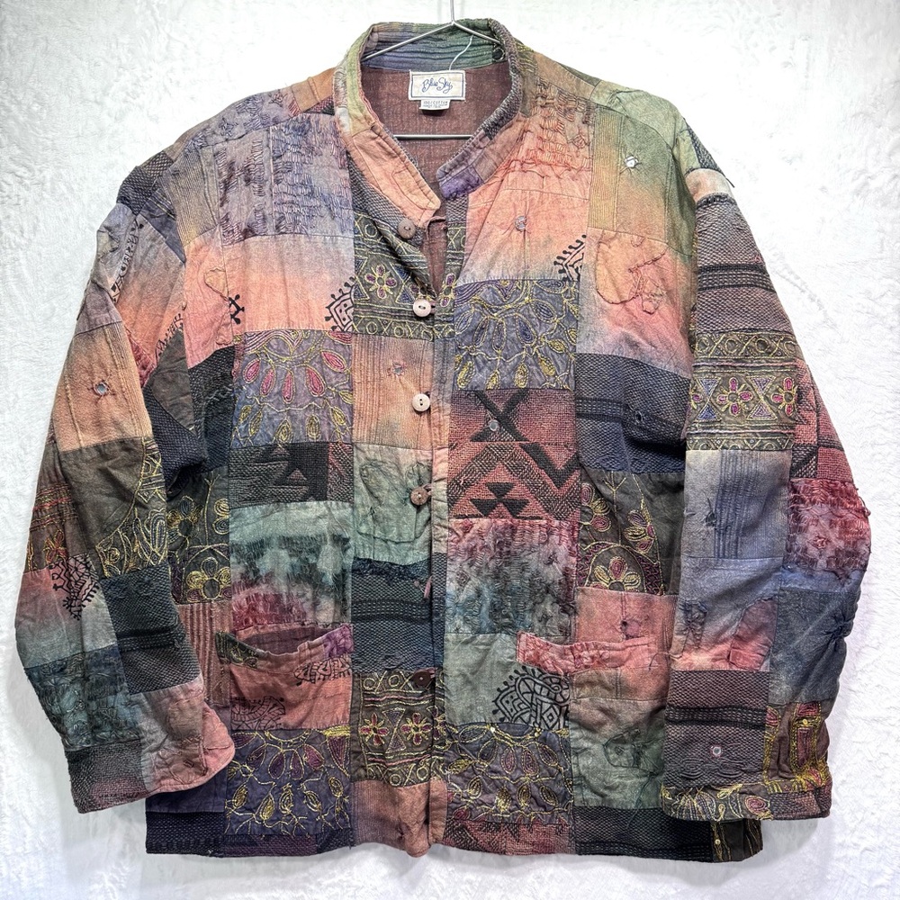 Vintage Patchwork Boho Jacket Embroidered Beaded … - image 1